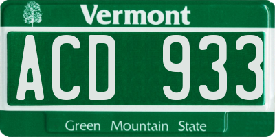 VT license plate ACD933