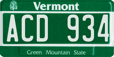 VT license plate ACD934