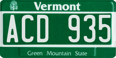 VT license plate ACD935