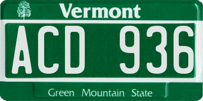 VT license plate ACD936