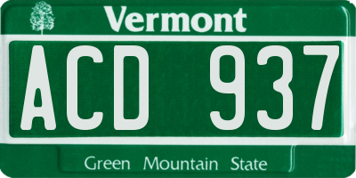 VT license plate ACD937