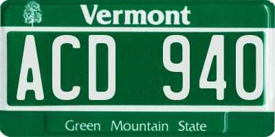 VT license plate ACD940