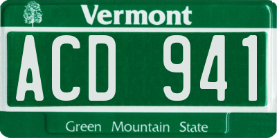 VT license plate ACD941