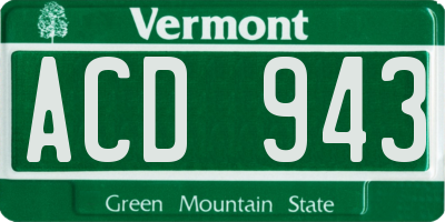 VT license plate ACD943