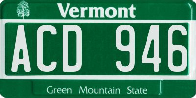 VT license plate ACD946