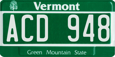 VT license plate ACD948