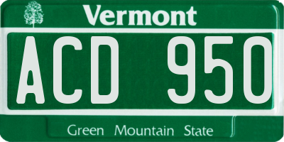 VT license plate ACD950