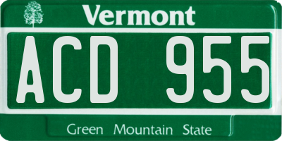 VT license plate ACD955