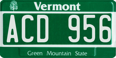 VT license plate ACD956