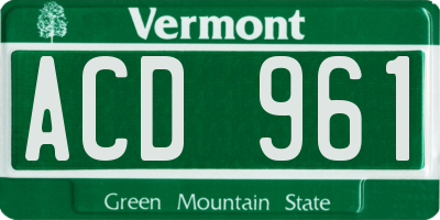 VT license plate ACD961