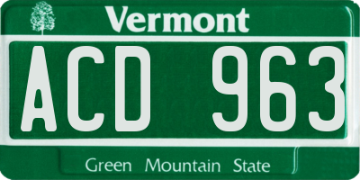 VT license plate ACD963