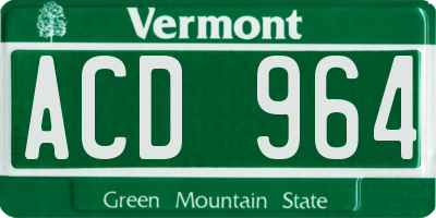 VT license plate ACD964