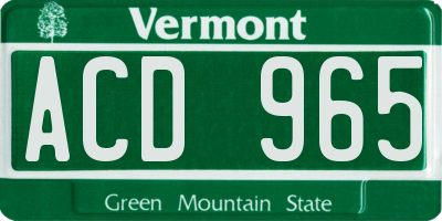 VT license plate ACD965