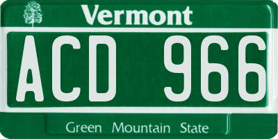 VT license plate ACD966