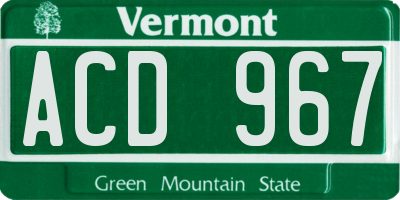 VT license plate ACD967