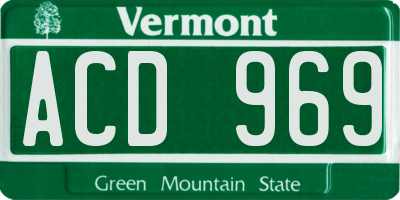 VT license plate ACD969