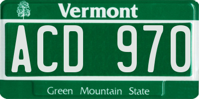 VT license plate ACD970