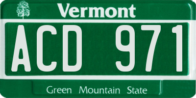 VT license plate ACD971