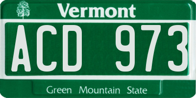 VT license plate ACD973