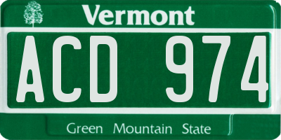 VT license plate ACD974