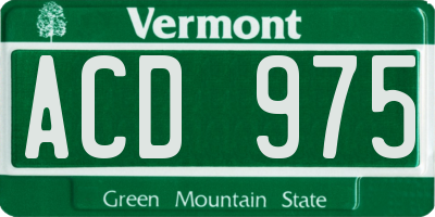 VT license plate ACD975