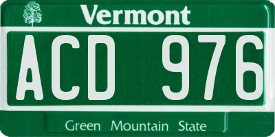 VT license plate ACD976