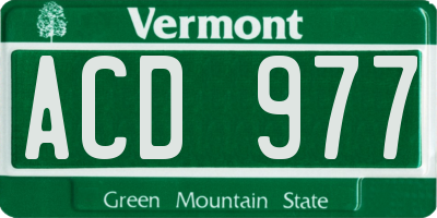 VT license plate ACD977