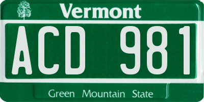 VT license plate ACD981