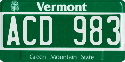 VT license plate ACD983