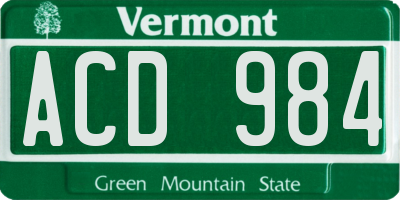 VT license plate ACD984