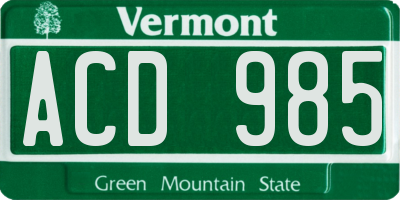 VT license plate ACD985