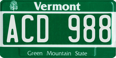 VT license plate ACD988