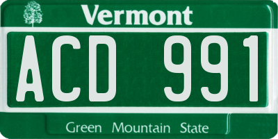 VT license plate ACD991