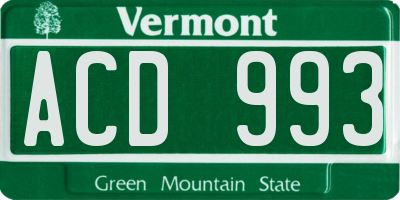 VT license plate ACD993