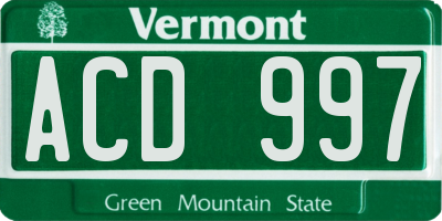 VT license plate ACD997