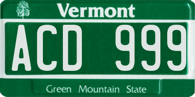 VT license plate ACD999