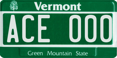 VT license plate ACE000