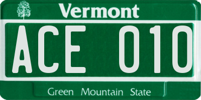 VT license plate ACE010