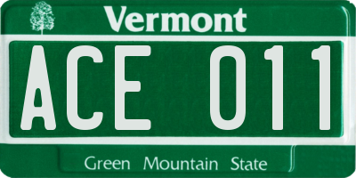 VT license plate ACE011