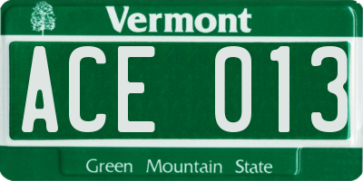 VT license plate ACE013