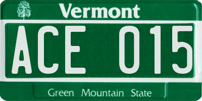 VT license plate ACE015