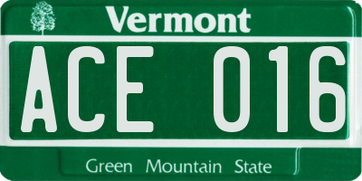 VT license plate ACE016