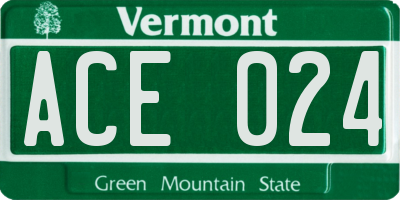 VT license plate ACE024