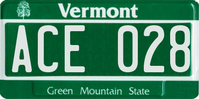 VT license plate ACE028