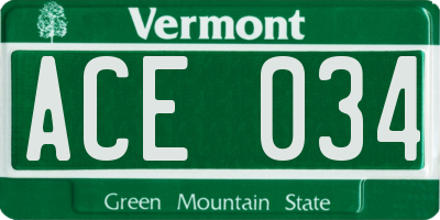 VT license plate ACE034