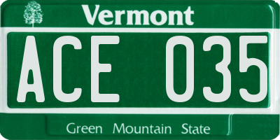 VT license plate ACE035