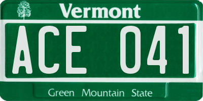 VT license plate ACE041