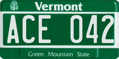 VT license plate ACE042