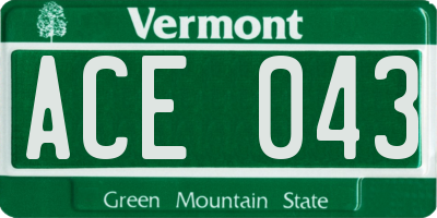 VT license plate ACE043