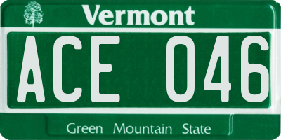 VT license plate ACE046